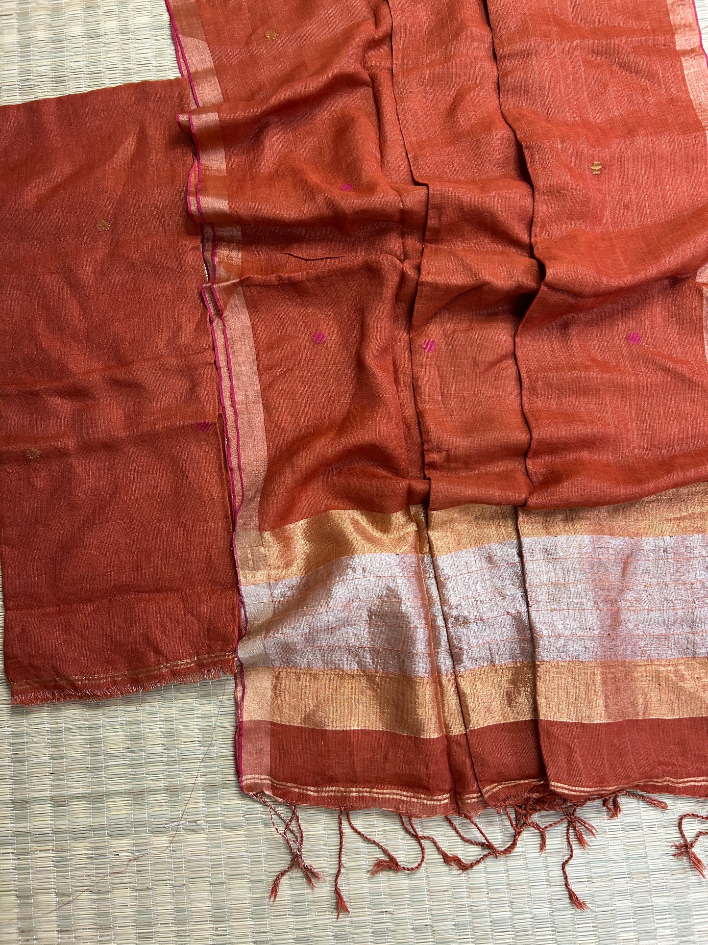 Jamdani Linen Cotton 2 pc Dress Material