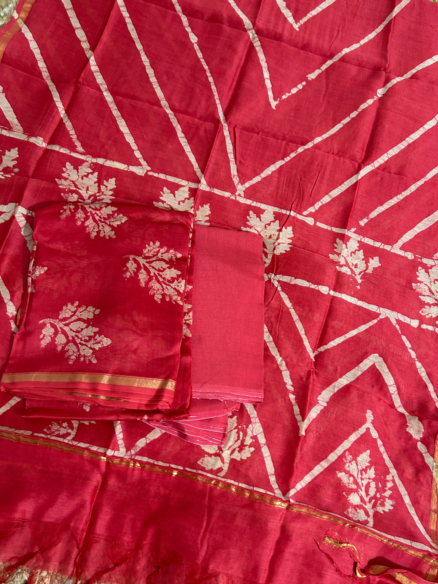 Hand BlockPrint Chanderi Silk Cotton Dress Material