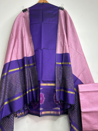 Ikat Silk Cotton Dress Material