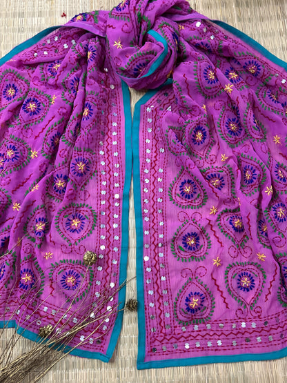 Phulkari HandWork Georgette Dupatta (D7)