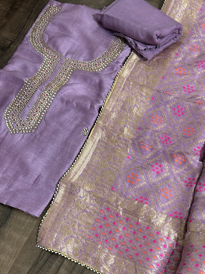 Khadi silk banarasi dress material