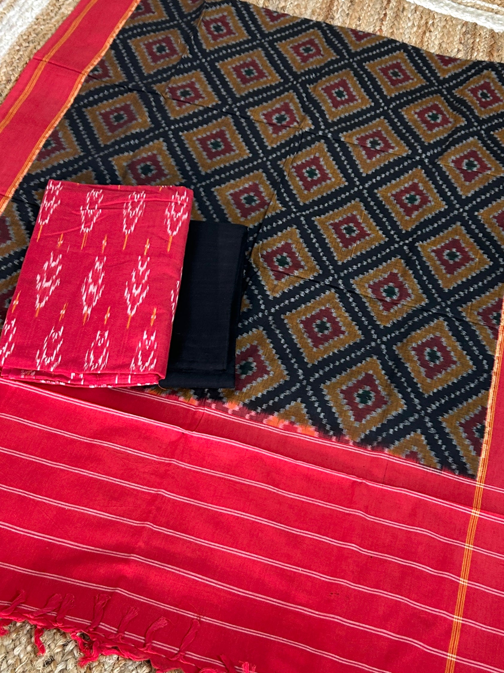 Double Ikat Mercerized Cotton Dress Material