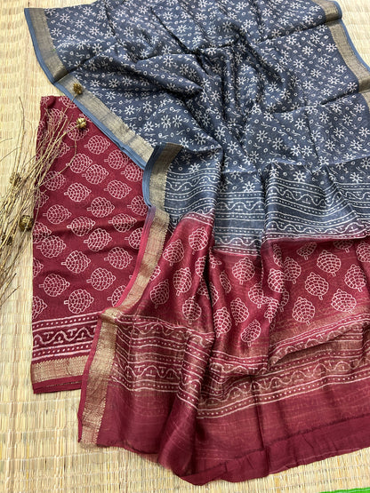 Hand BlockPrinted Maheshwari Silk Cotton Dress Material