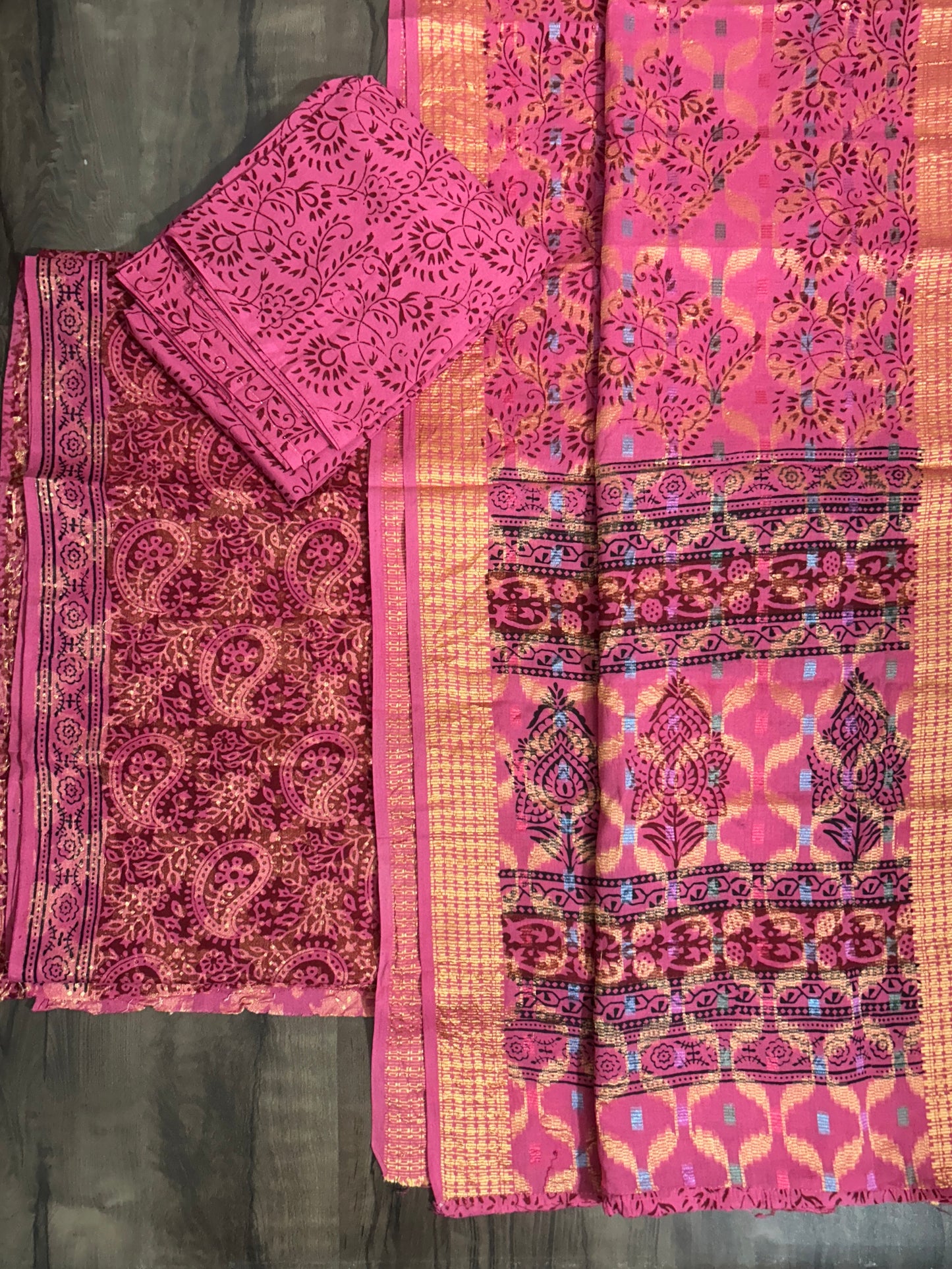 Bagh Print Cotton Dress Material