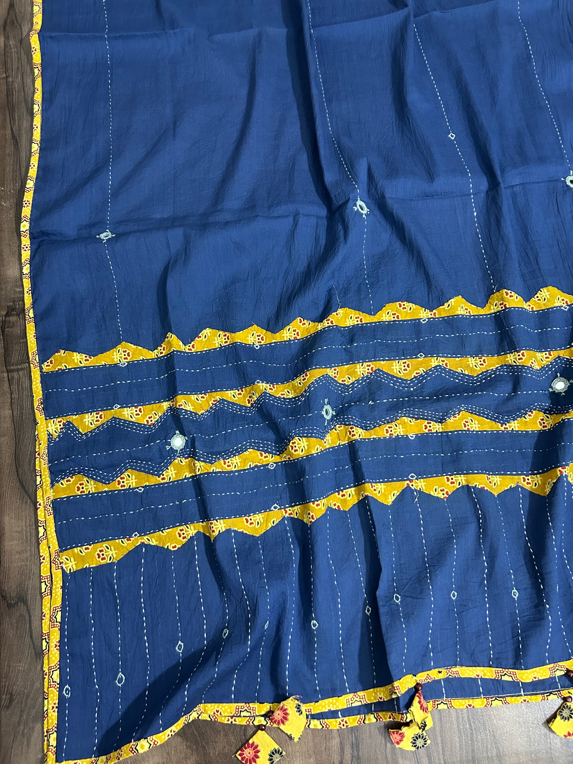 Appliqué and Mirror Work Cotton Dupatta