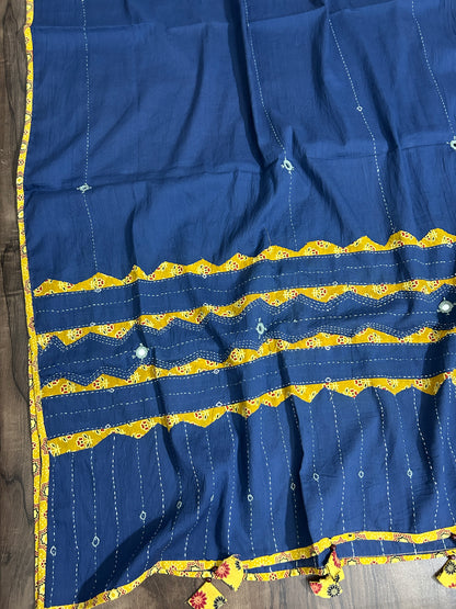 Appliqué and Mirror Work Cotton Dupatta