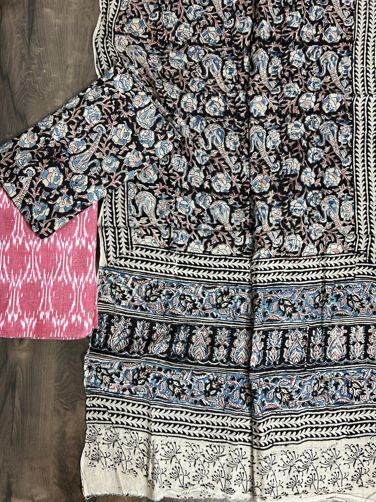 Ikat Kalamkari Cotton Dress Material