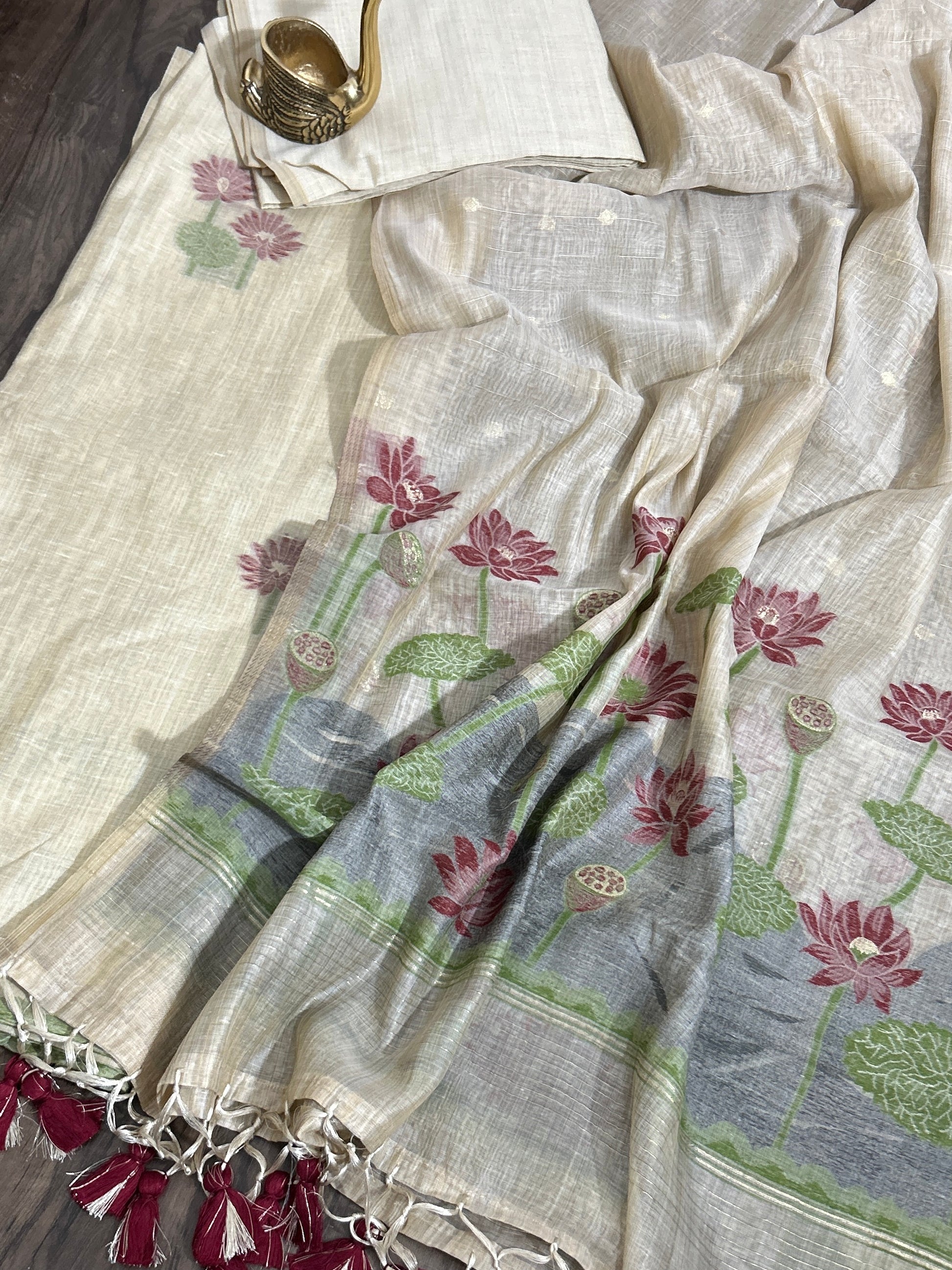 Mal Chanderi Jamdani Dress Material