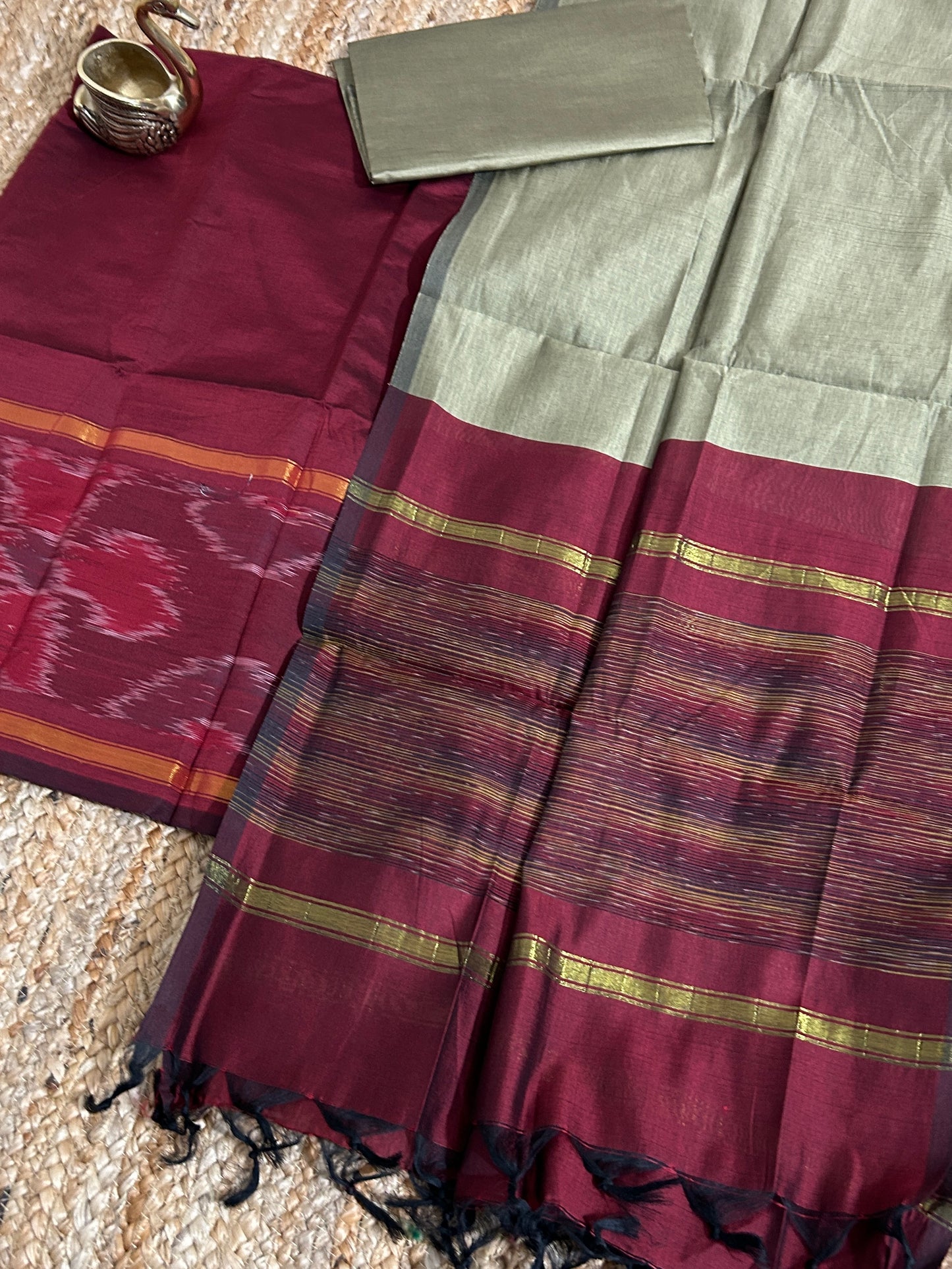 Ikat Cotton Silk Dress Material