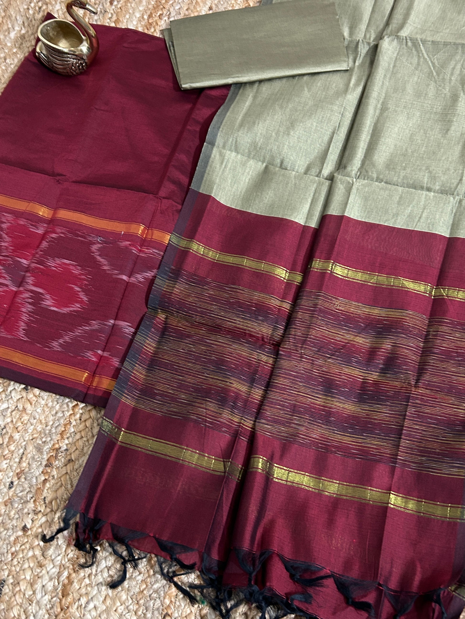 Ikat Cotton Silk Dress Material
