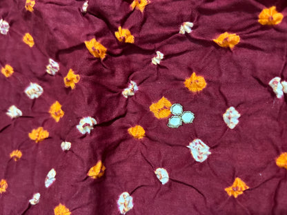 Bandhej mirror work Cotton Dress Material