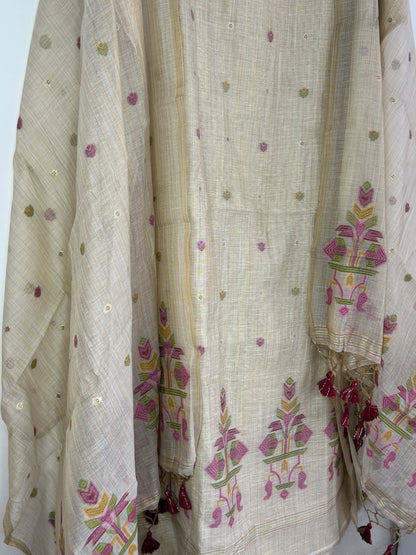 Assam Muga Silk Cotton Hand Woven Dress Material