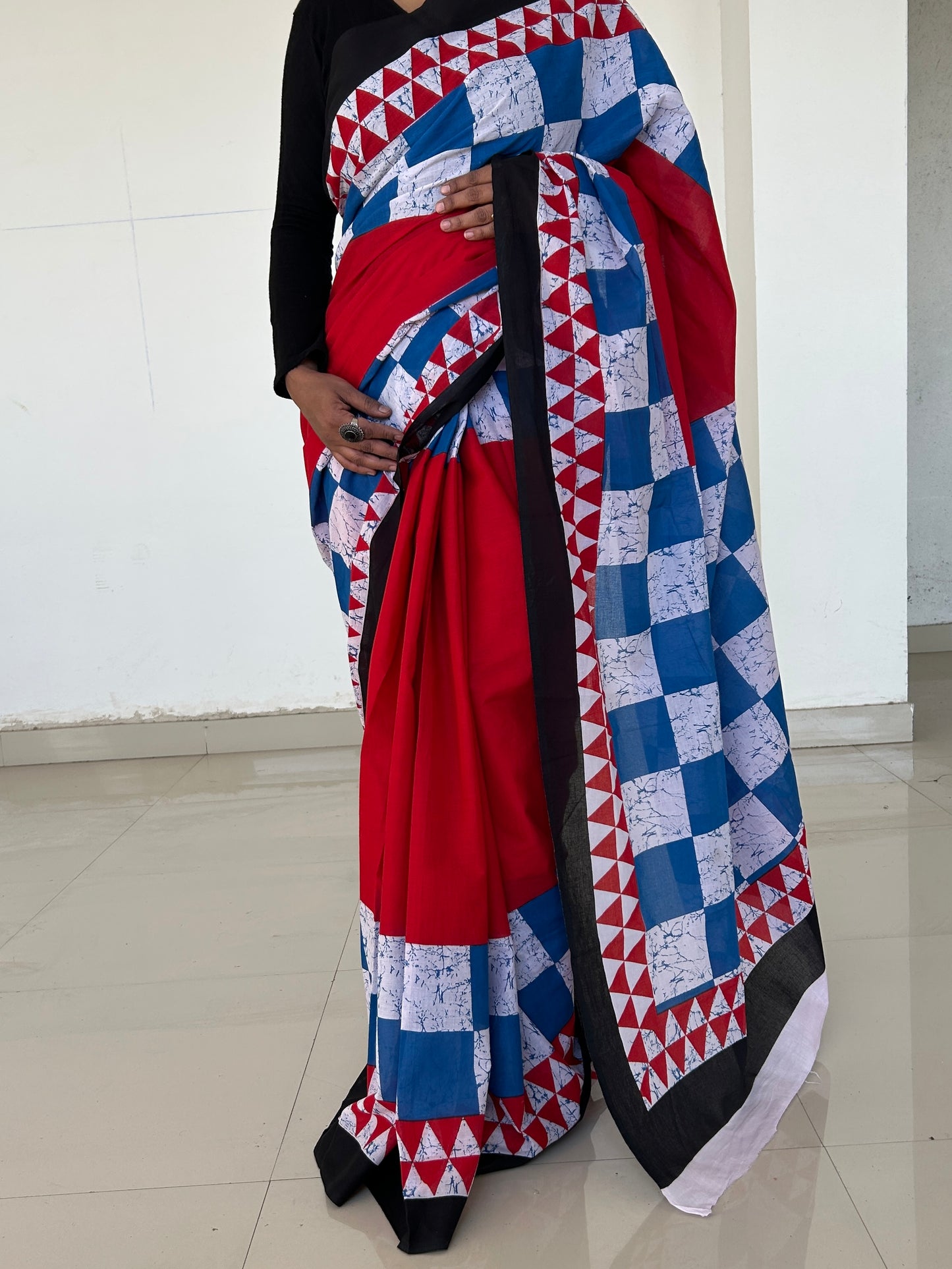 Hand BlockPrint Cotton Saree with Blouse