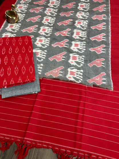 Double Ikat Cotton Dress Material