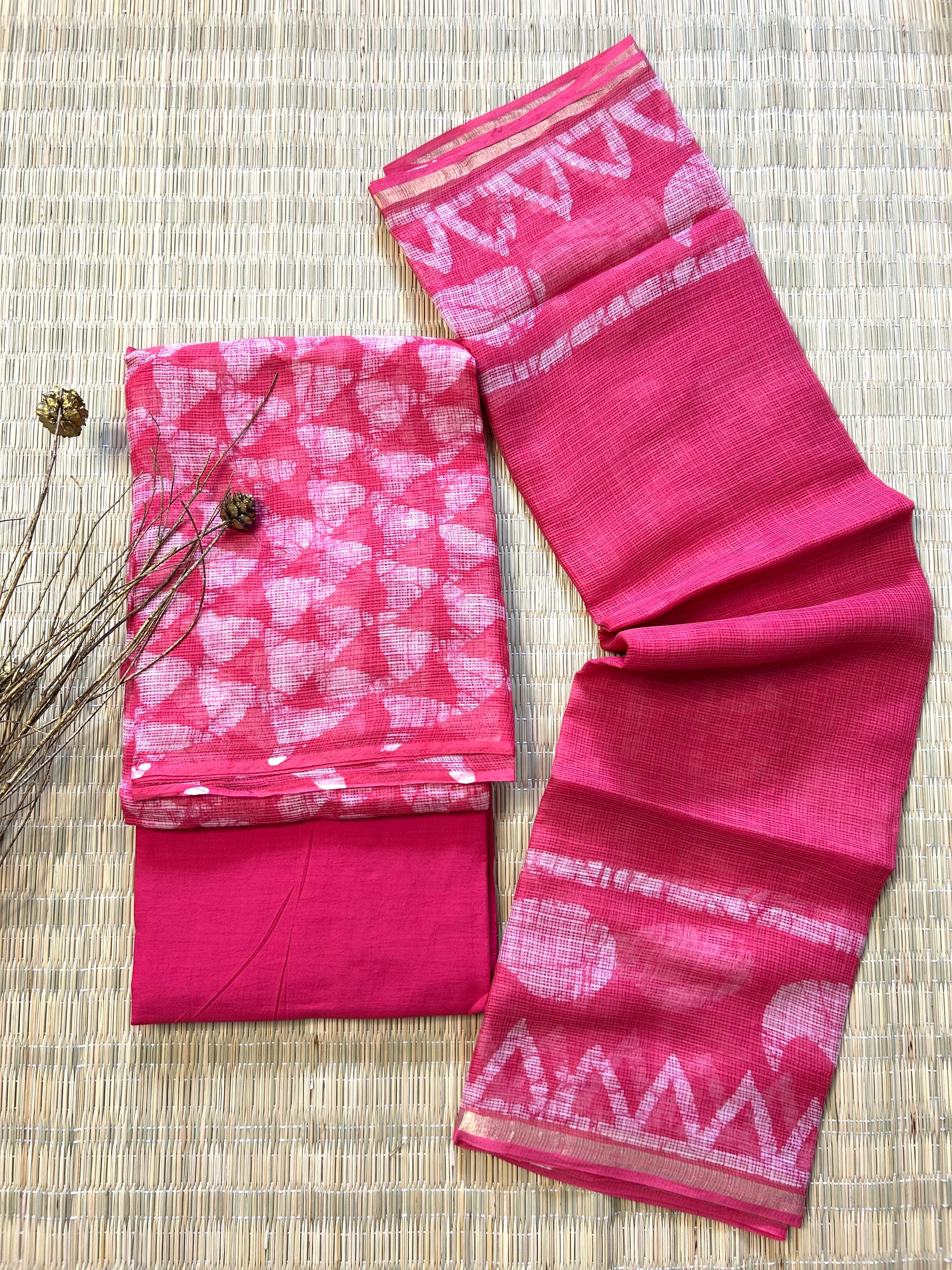 Ajrakh Print Hand BlockPrint Kota Doriya Dress Material