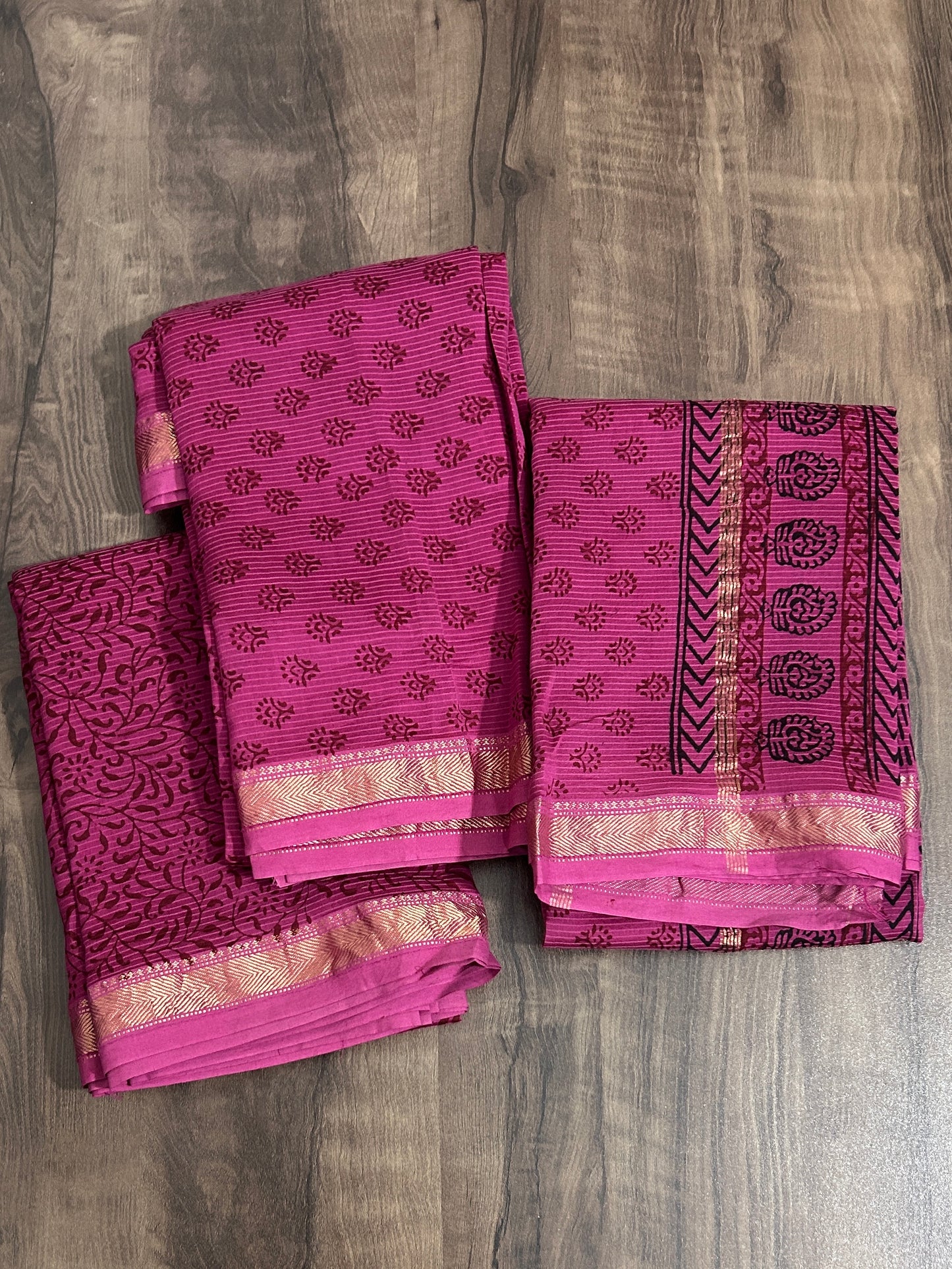 Bagh print Maheshwari Silk Cotton Dress Material