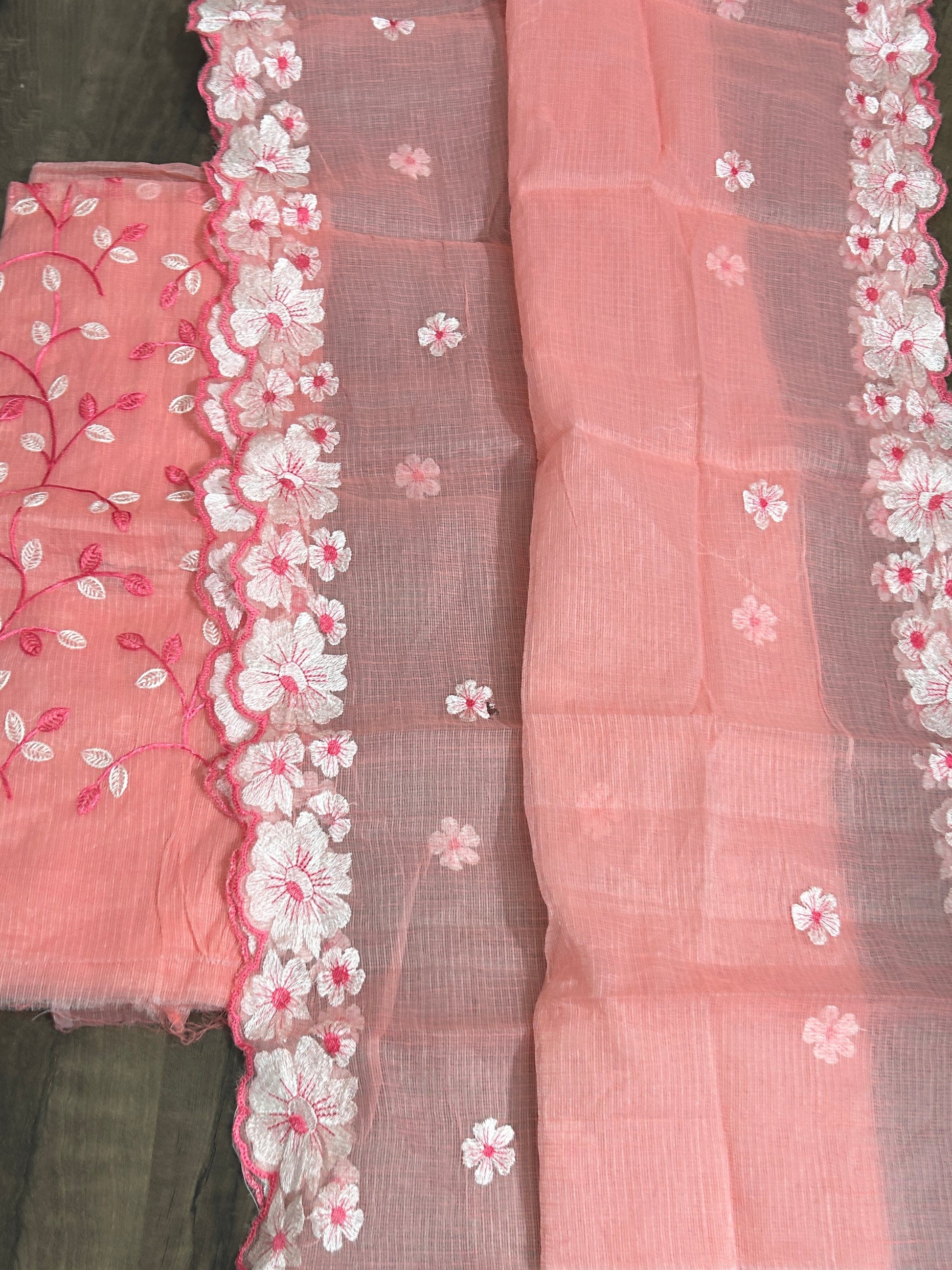 Embroidered Kota Dress Material