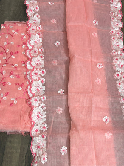 Embroidered Kota Dress Material
