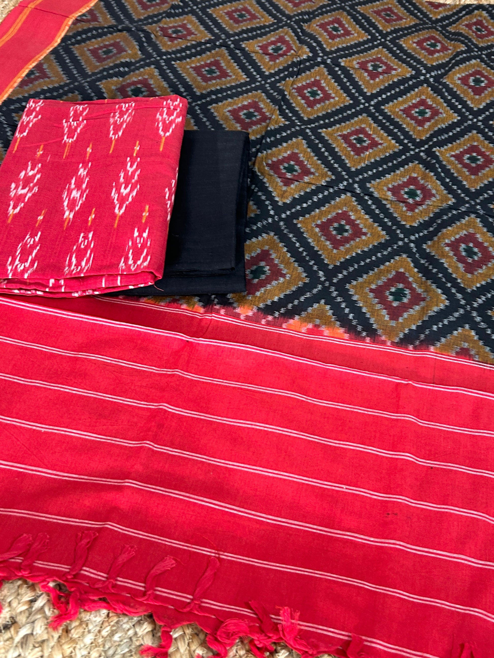 Double Ikat Mercerized Cotton Dress Material