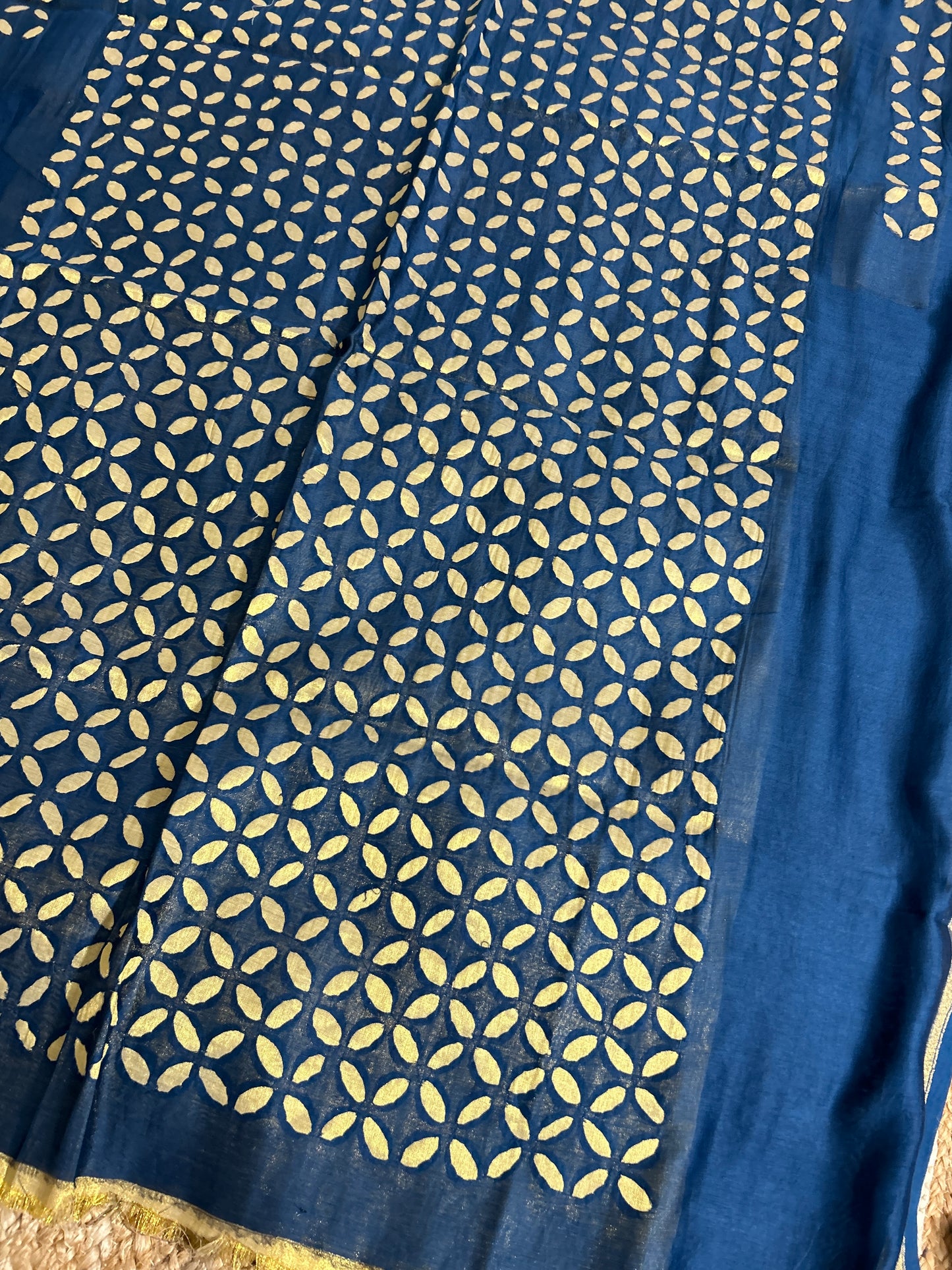 Appliqué Work Chanderi Silk Kurti Fabric