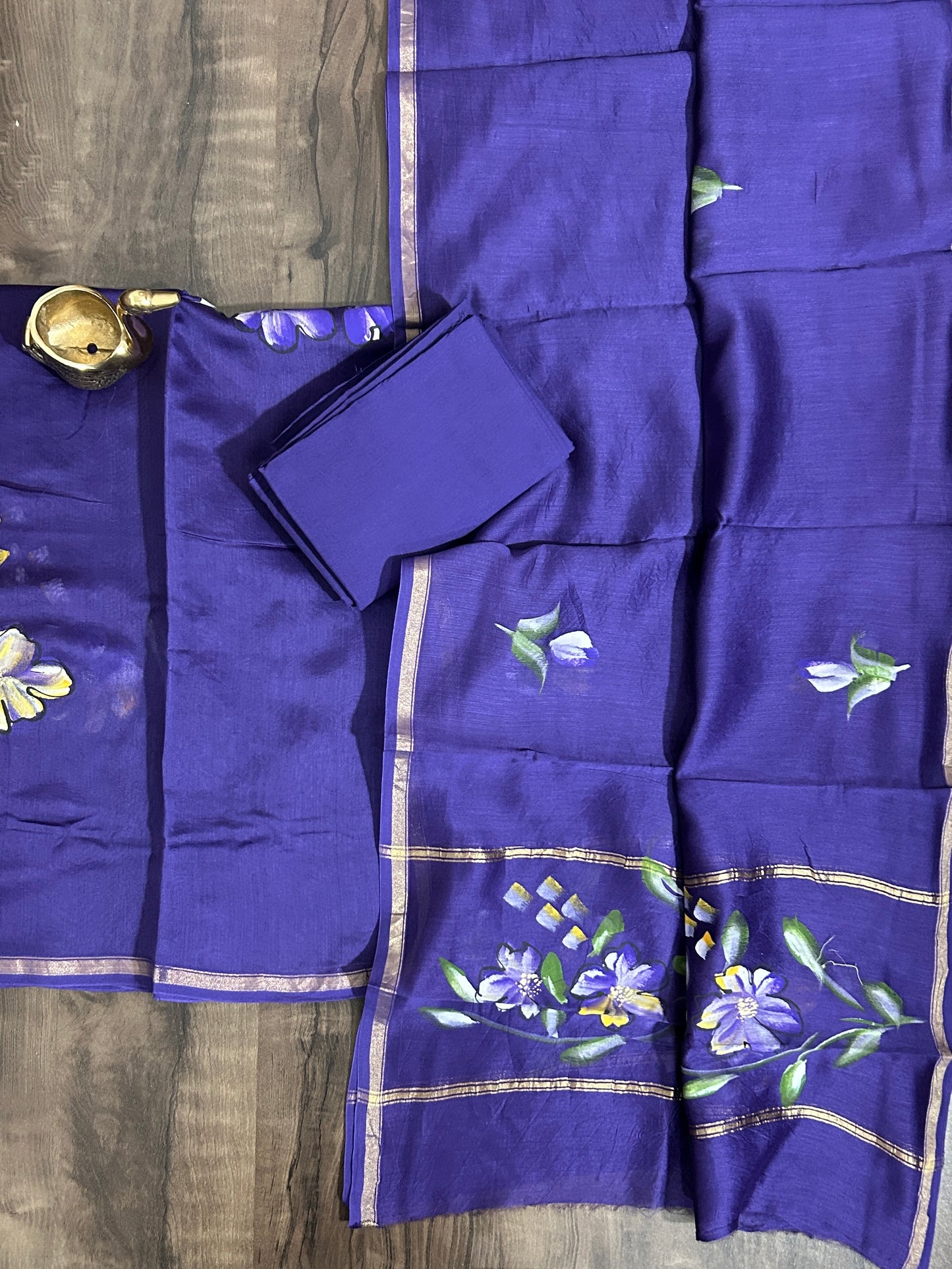 Hand Painted Chanderi Silk Cotton Dress Material