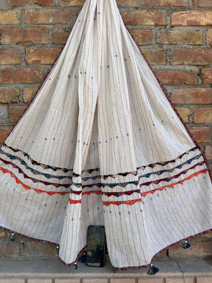 Appliqué and Mirror Work Cotton Dupatta