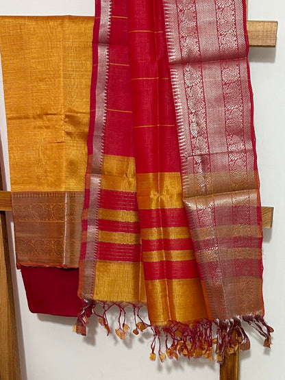Mangalagiri Silk Dress Material with kanchi Border