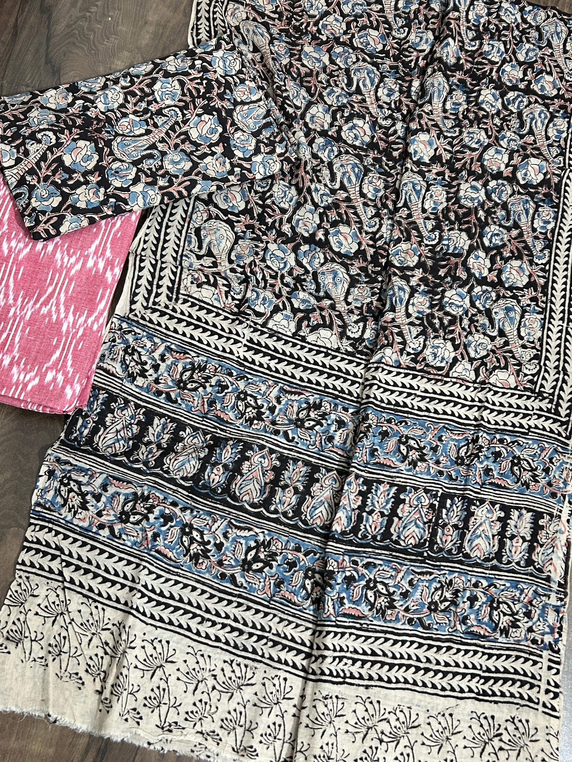 Ikat Kalamkari Cotton Dress Material