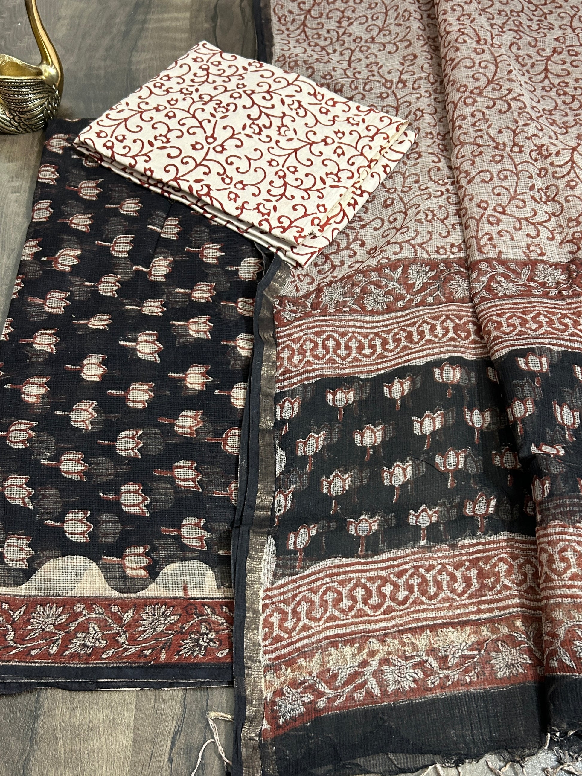 Hand Block Print Kota Cotton Dress Material