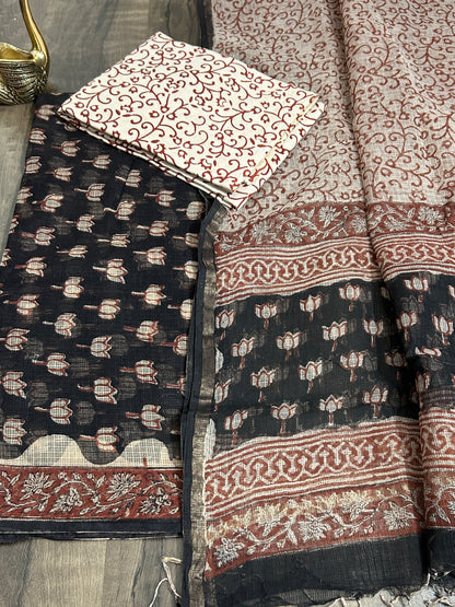 Hand Block Print Kota Cotton Dress Material