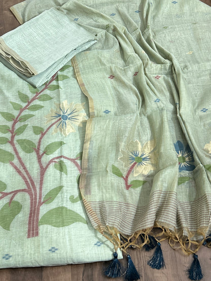 Mal Chanderi Jamdani Dress Material