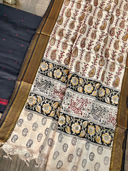 Handloom Cotton Dress Material with Kalamkari Silk Dupatta