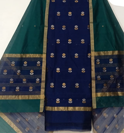 Pure Handloom Chanderi Silk Top Dupatta Set with weaving Gold Silver Bootis