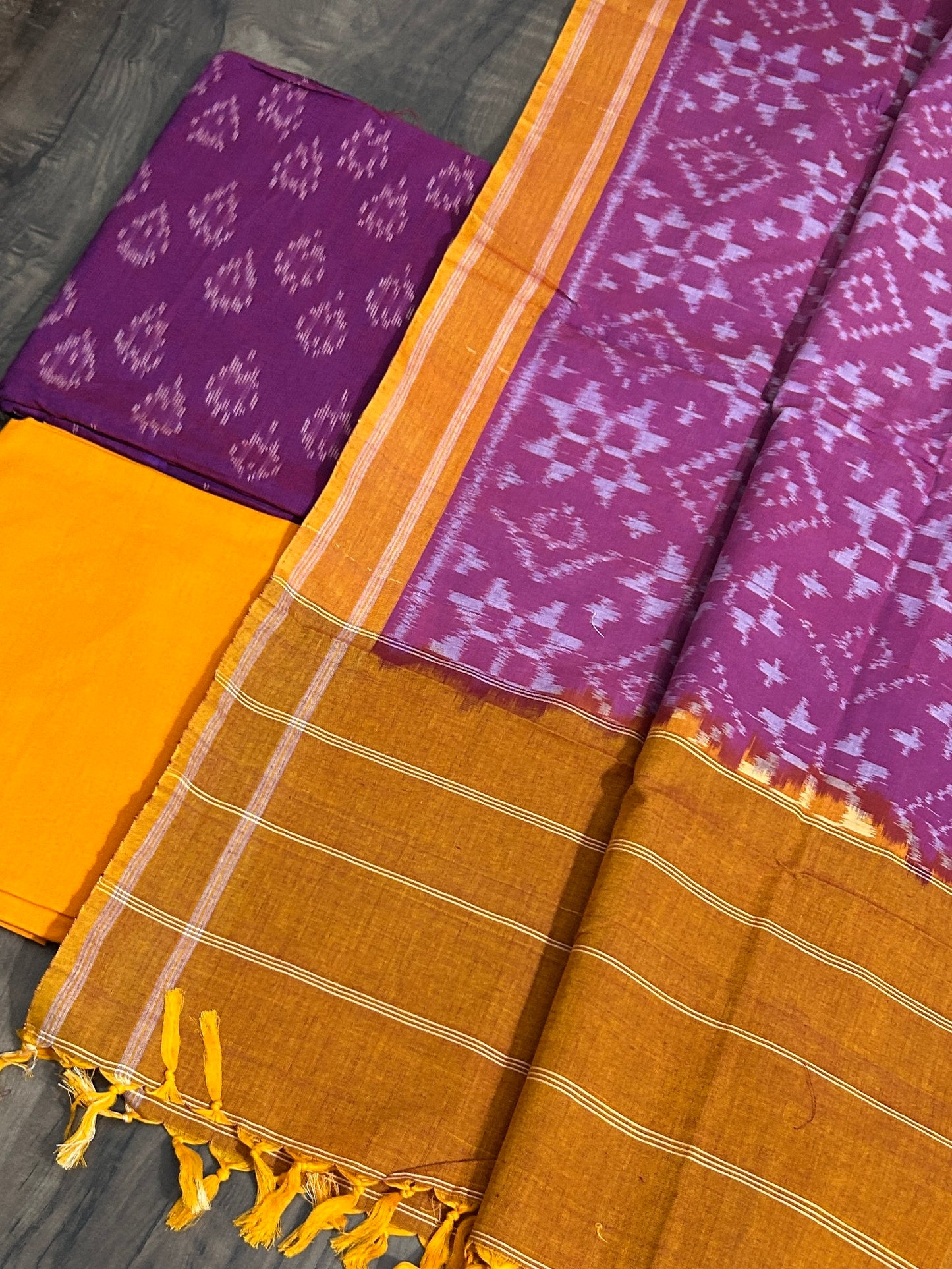 Telia Rumal Double Ikat Cotton Dress Material