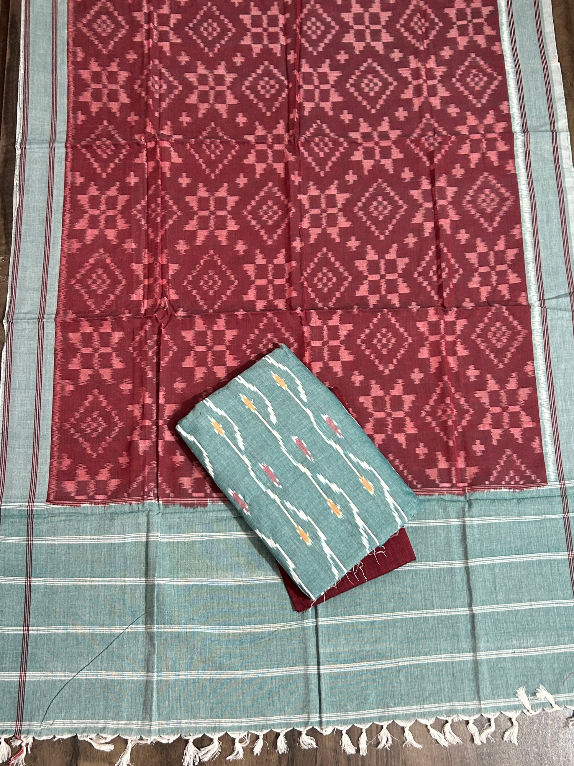 Telia Rumal Double Ikat Cotton Dress Material