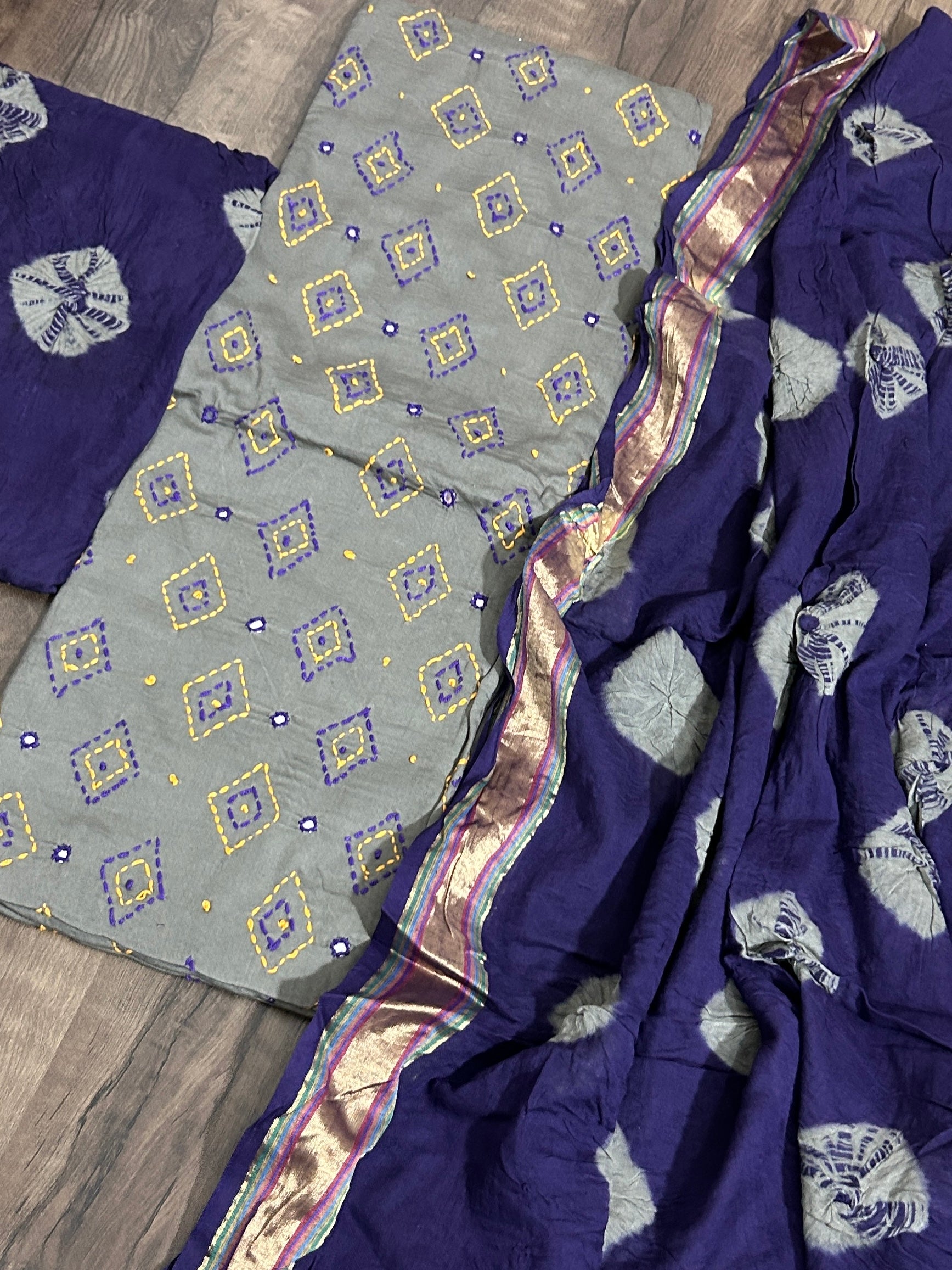 Cotton Bandhej Dress Material