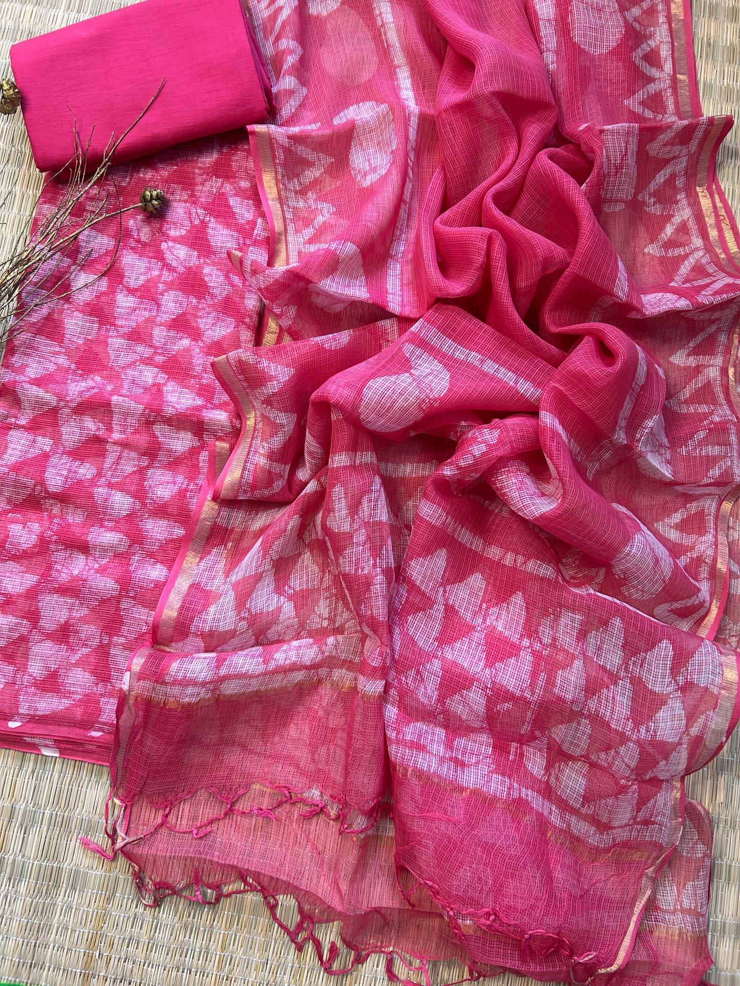 Ajrakh Print Hand BlockPrint Kota Doriya Dress Material