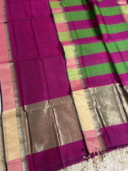 Maheshwari Silk Zari Cotton Dress Material