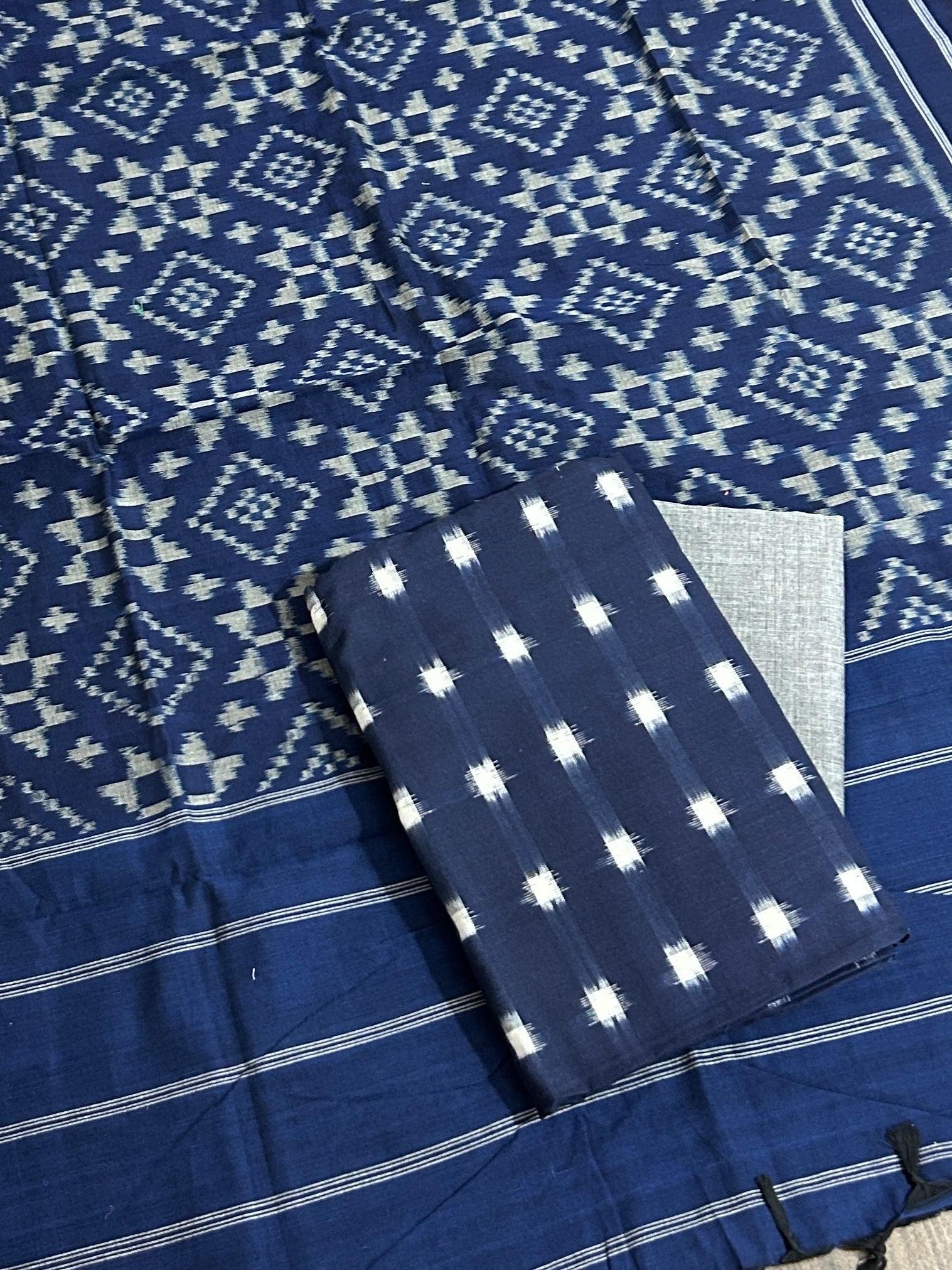 Telia Rumal Double Ikat Cotton Dress Material