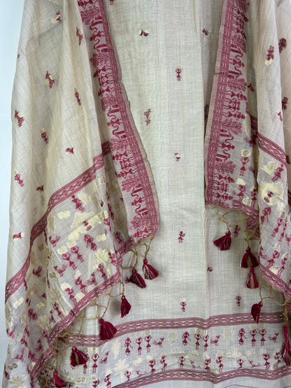 Assam Muga Silk Cotton Hand Woven Dress Material