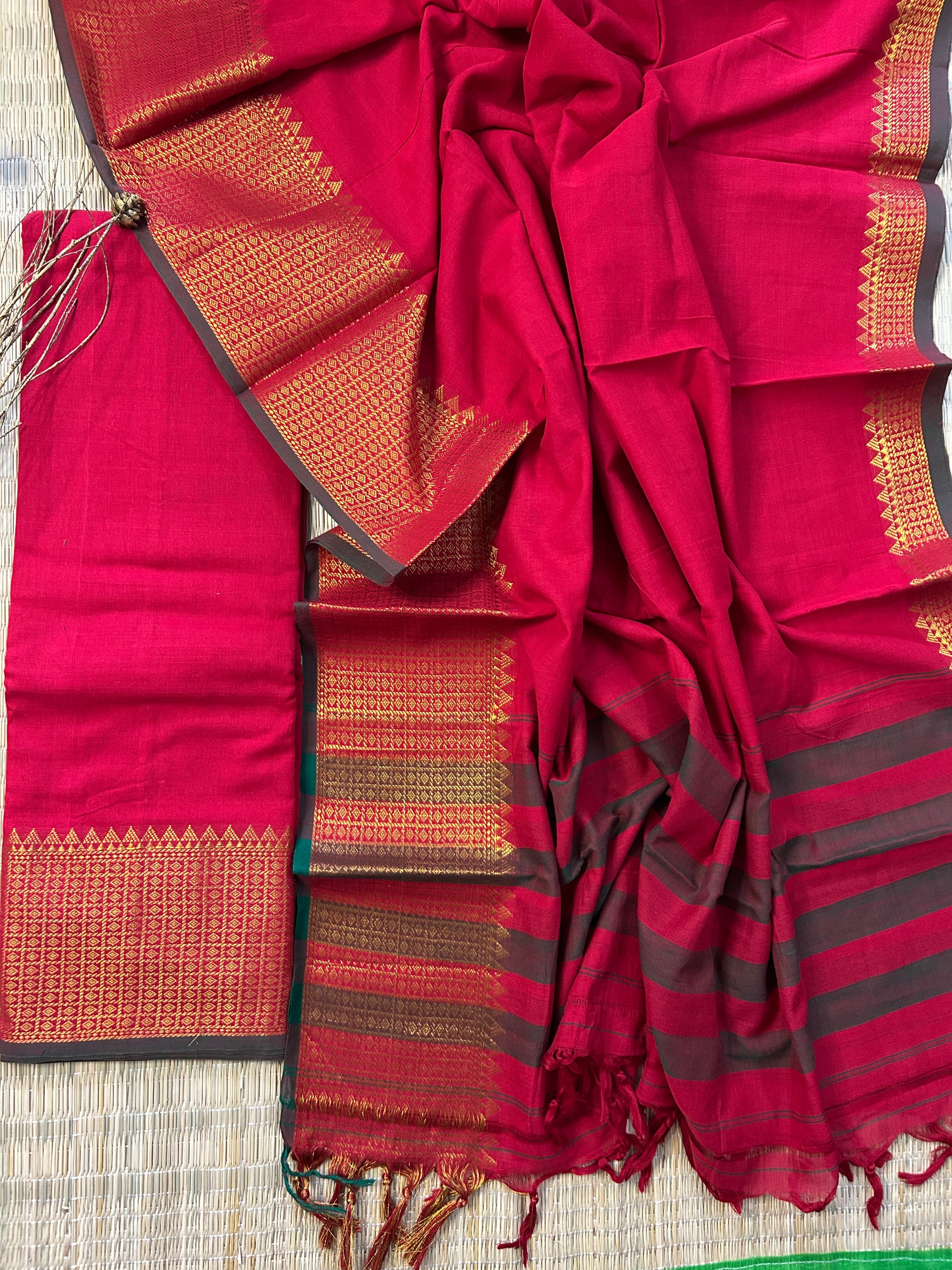 Narayanpeth Cotton Dress Material with Woven Border