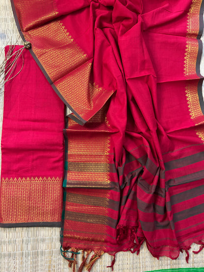 Narayanpeth Cotton Dress Material with Woven Border