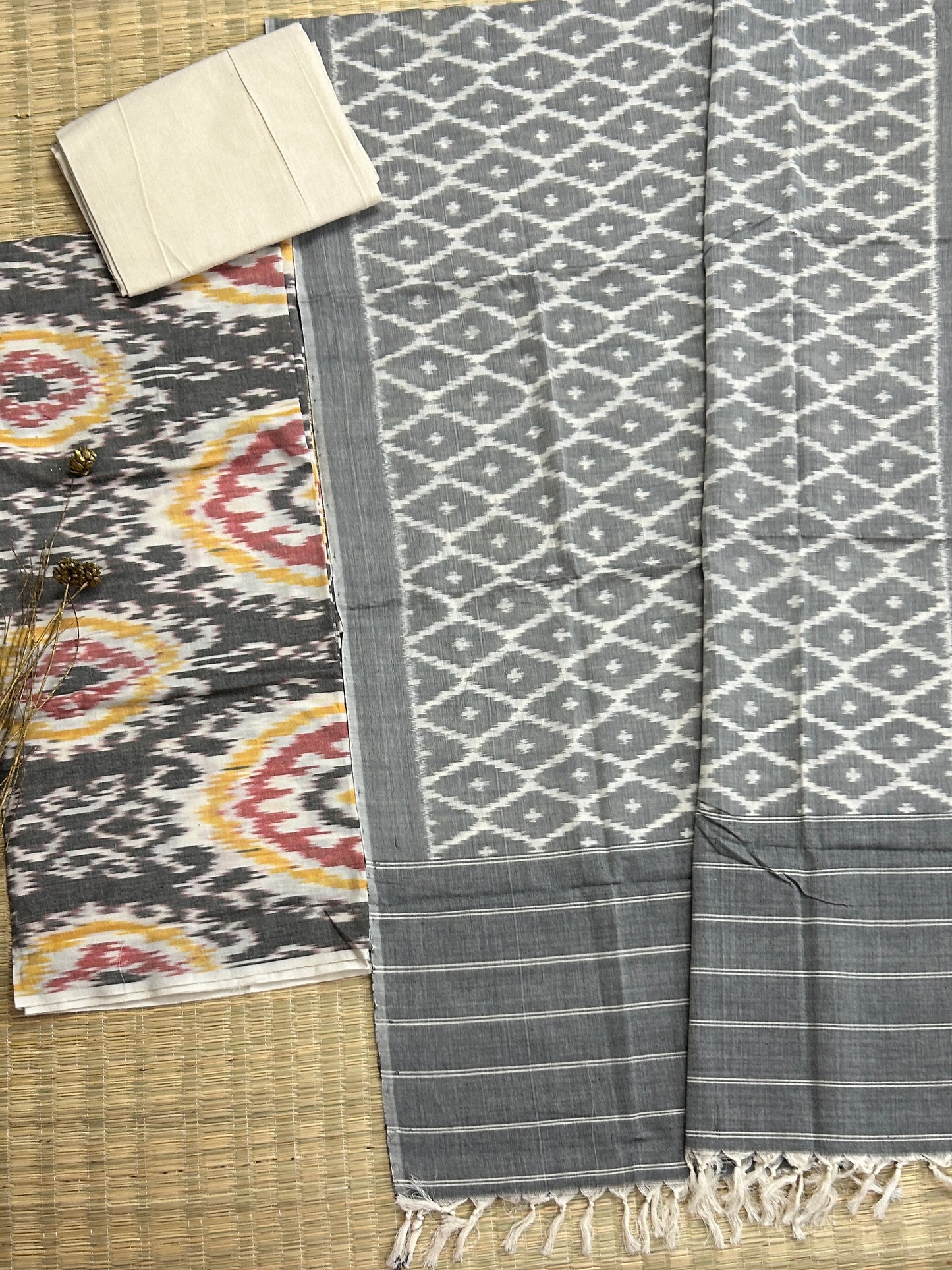 Double Ikat Cotton Dress Material with Uzbek top