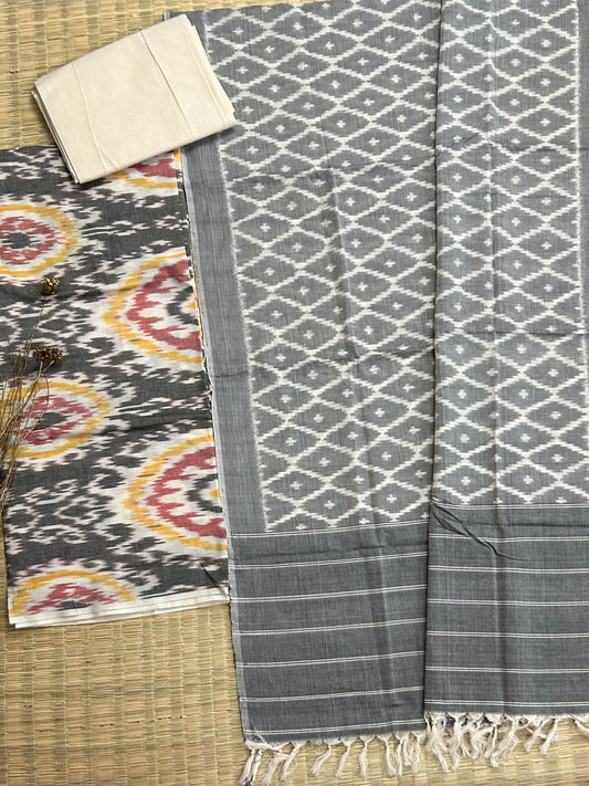 Double Ikat Cotton Dress Material with Uzbek top