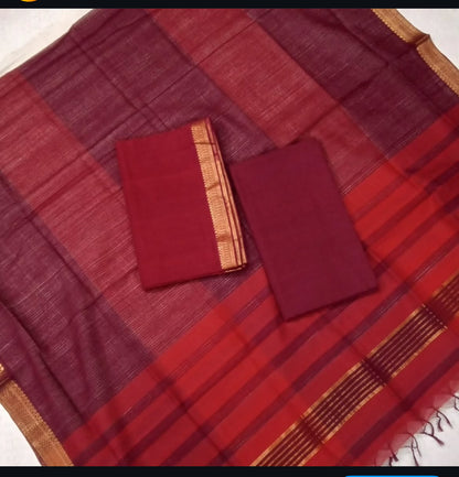 Maroon Mangalagiri Cotton Dress Material