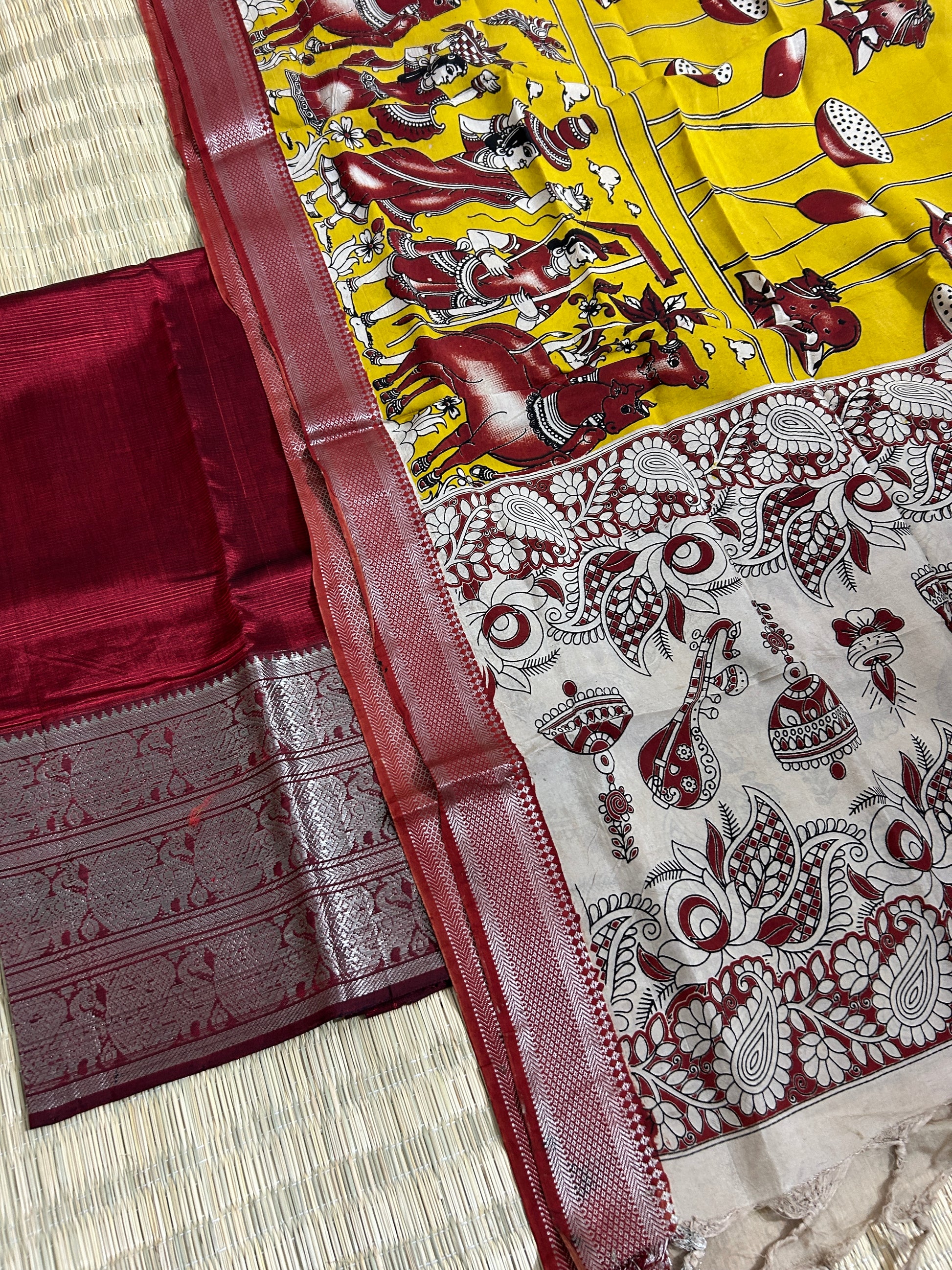 Mangalagiri Silk Dress Material with kanchi Border