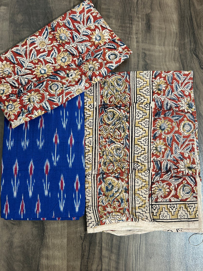 Ikat Kalamkari Cotton Dress Material