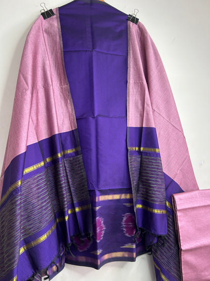Ikat Silk Cotton Dress Material