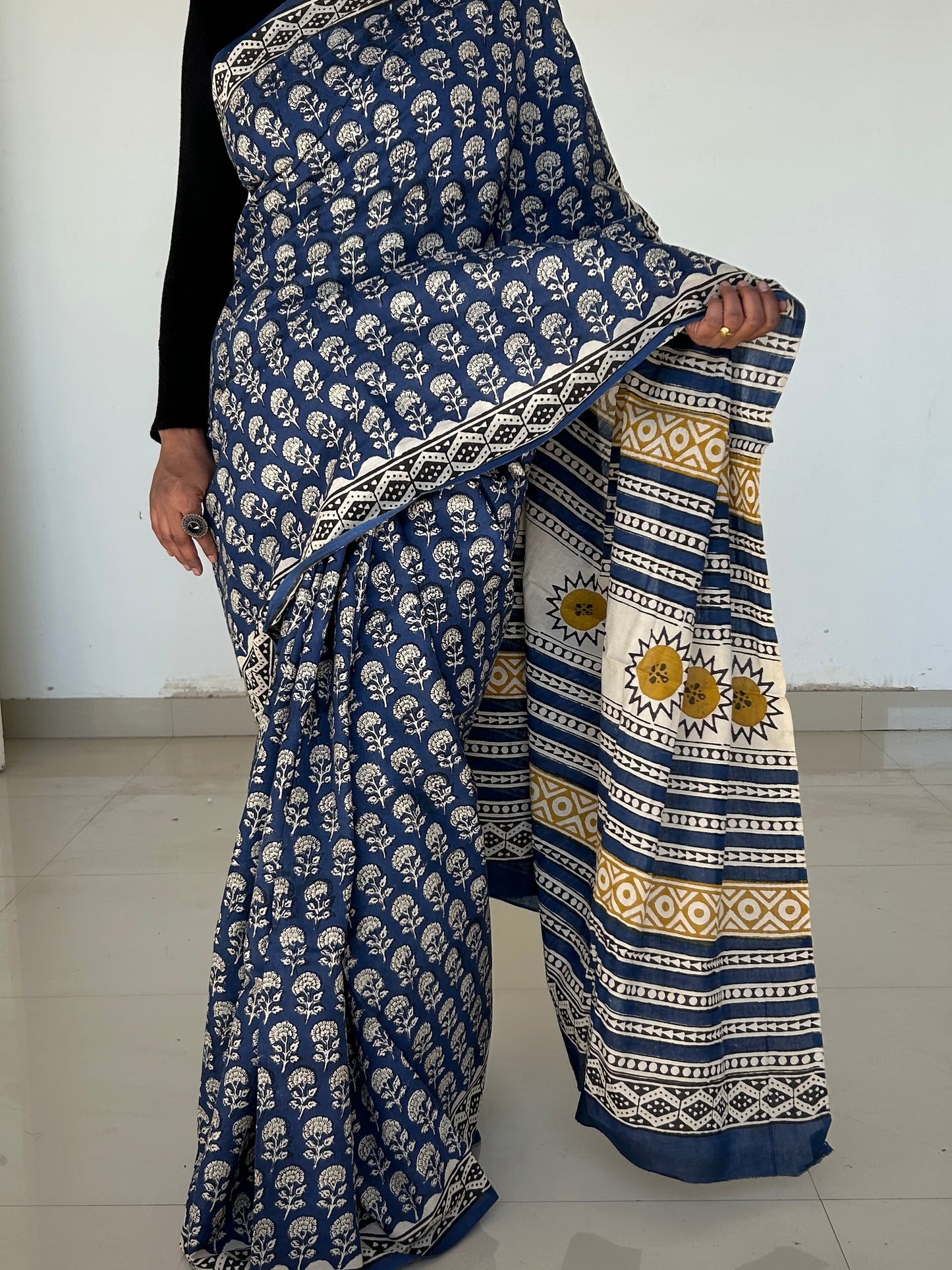 Hand BlockPrint Cotton Saree with Blouse