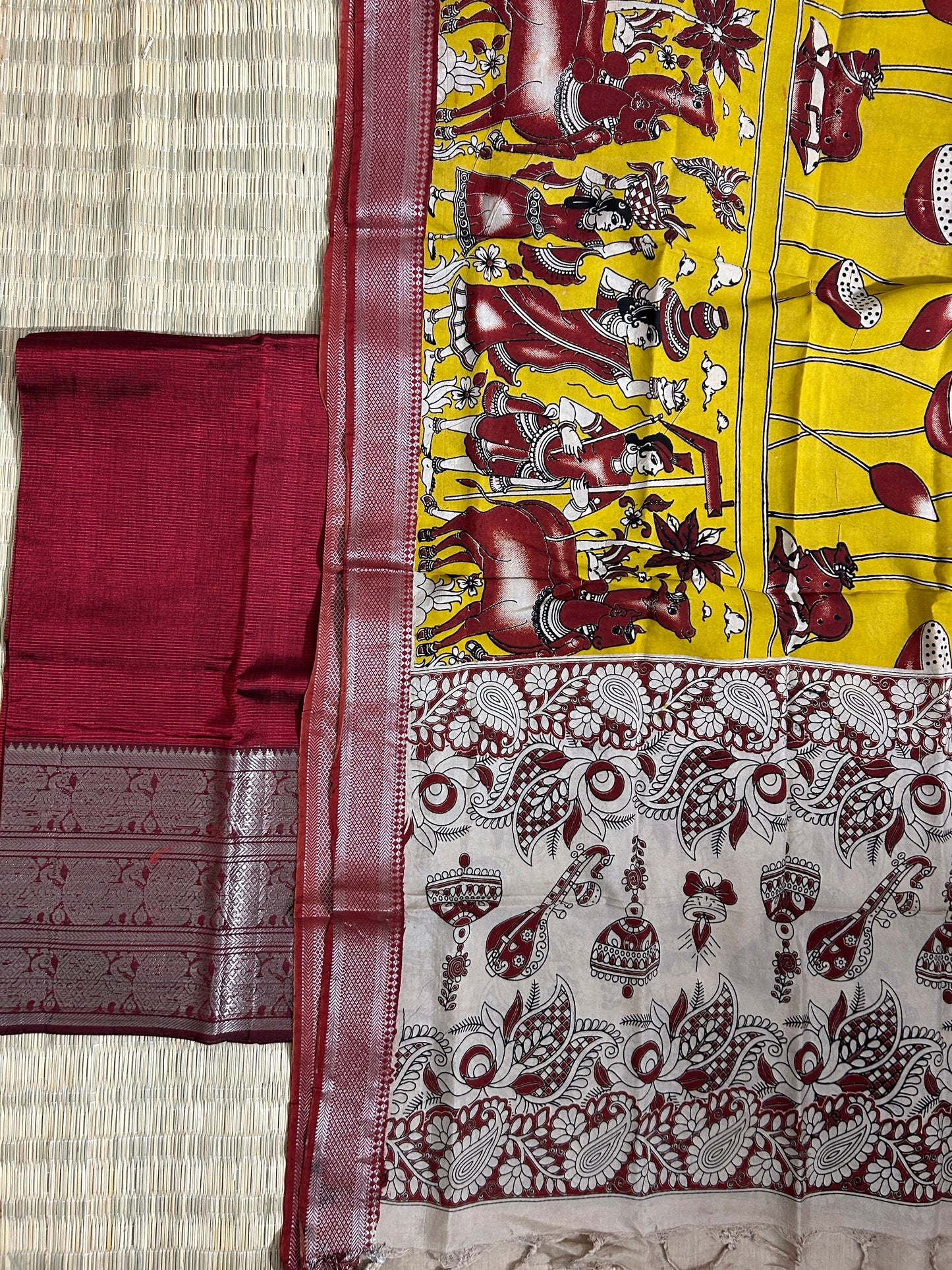 Mangalagiri Silk Dress Material with kanchi Border